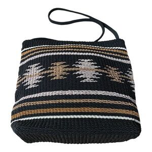 Stone Mountain Black Tan Woven Handbag